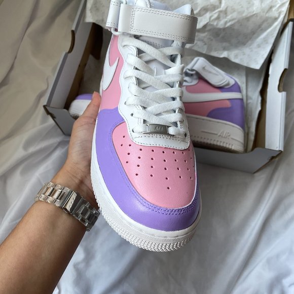 Nike Air Force 1 Pink and Purple Sorbet Custom - Picture 3 of 6